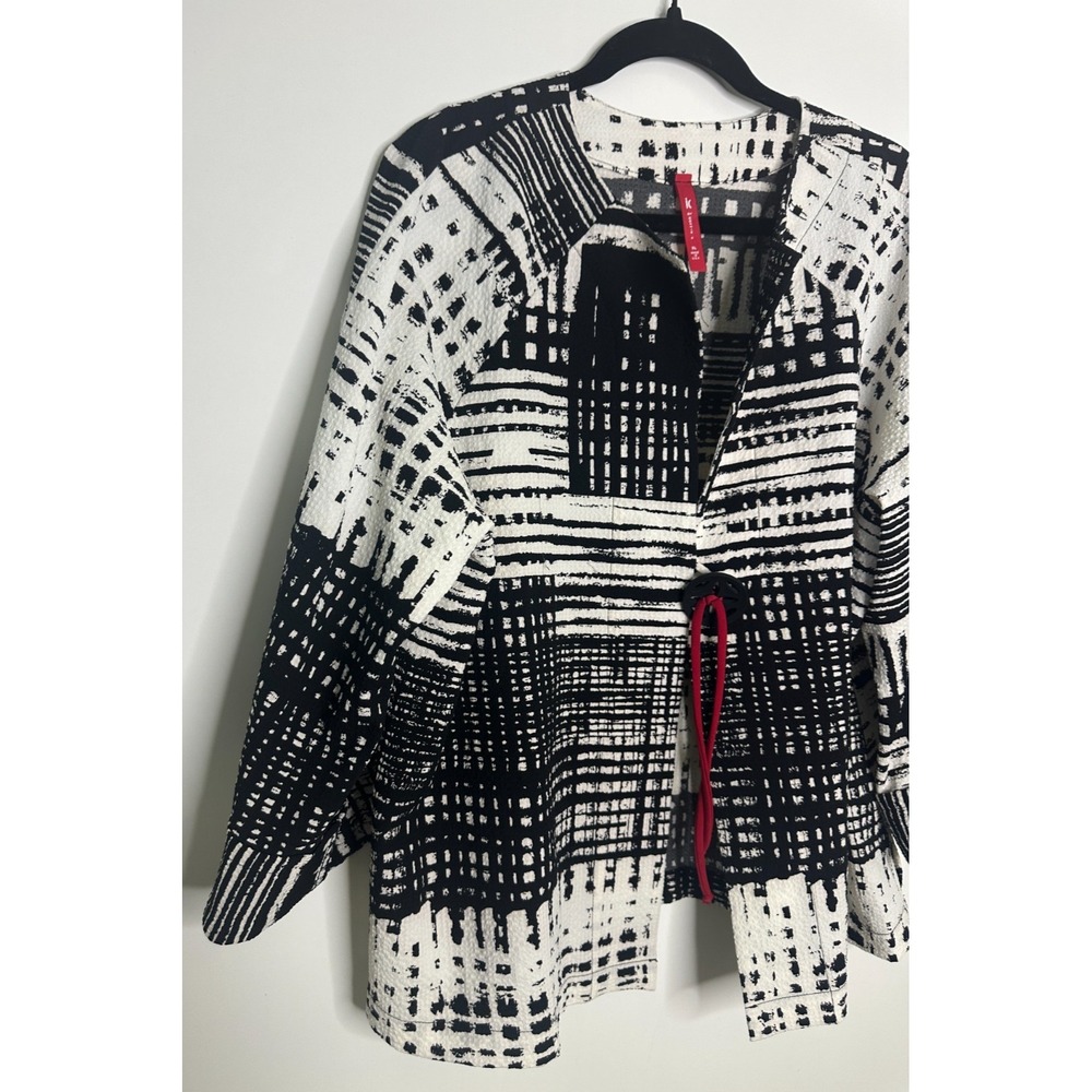 IC by Connie K Abstract Grid Button Jacket Topper Black White XL Abstract *Flaw - Picture 4 of 15